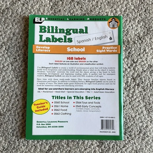 Bilingual Spanish-English Labels for School - Picture 2 of 3